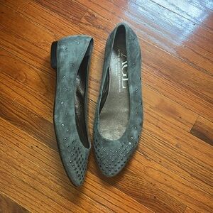 AGL Grommet studded gray suede ballet flats